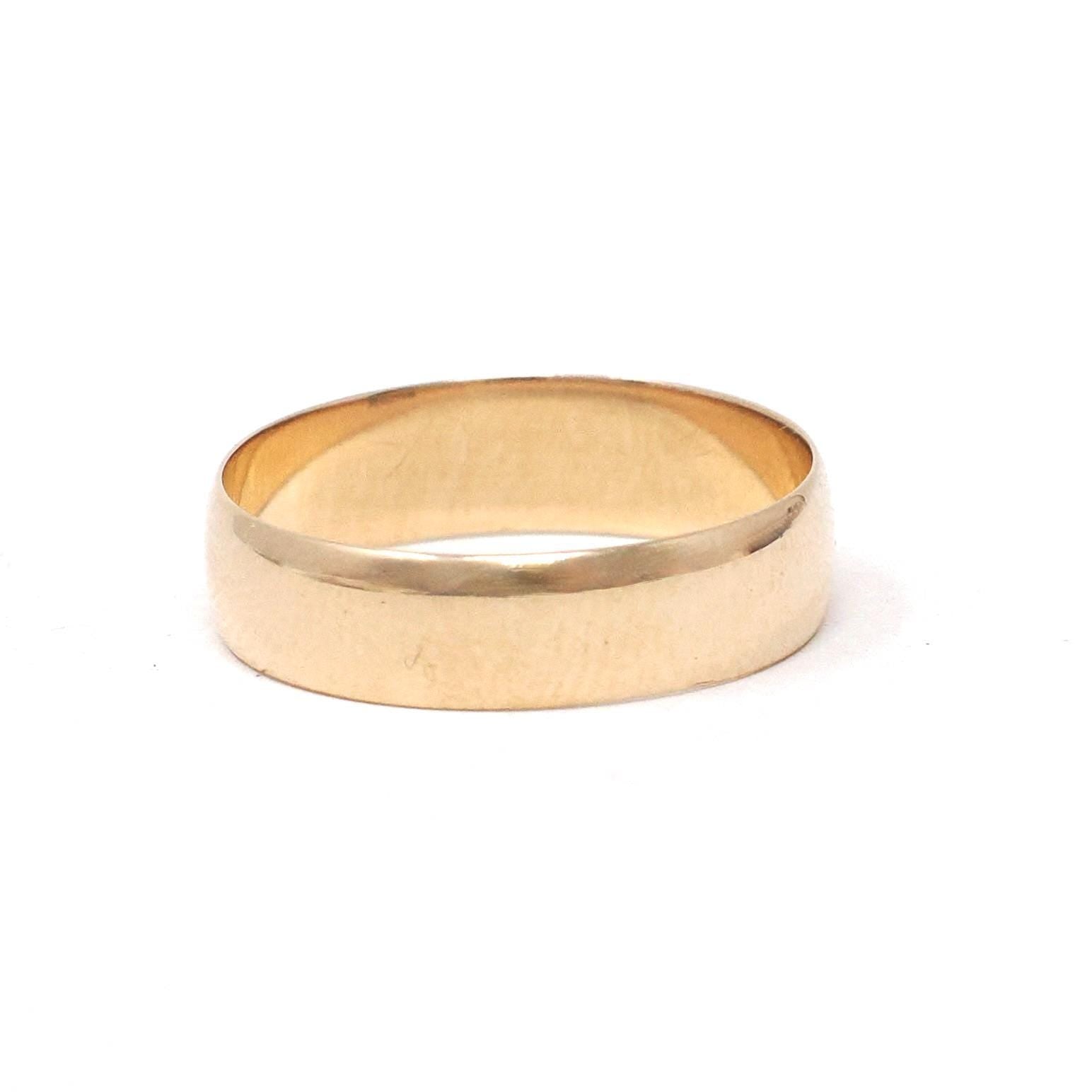 Antique Wedding Band - Edwardian 10k Yellow Gold 4.6 MM Minimalist Stacking Ring - Circa 1900s Era Size 4 3/4 Fine J.R. Wood & Sons Jewelry