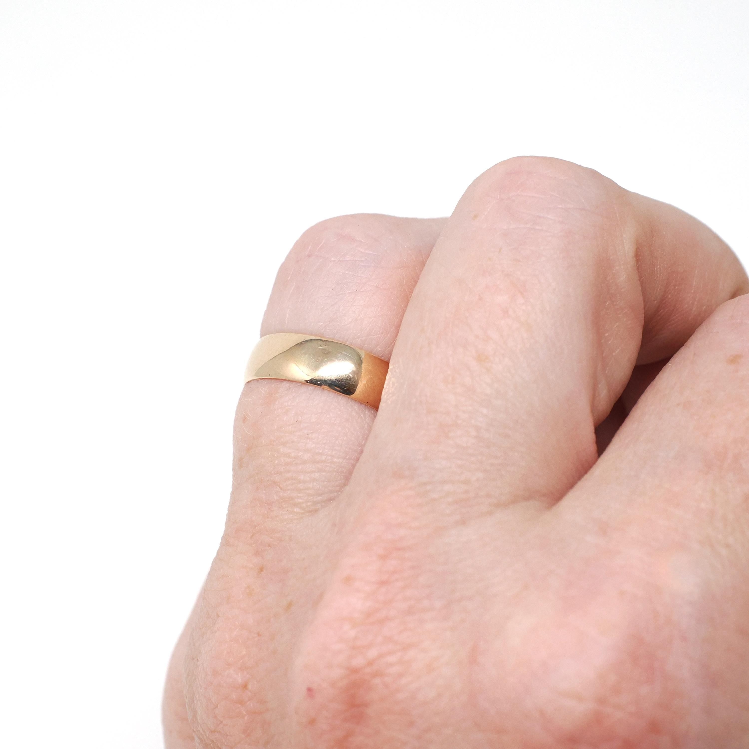 Antique Wedding Band - Edwardian 10k Yellow Gold 4.6 MM Minimalist Stacking Ring - Circa 1900s Era Size 4 3/4 Fine J.R. Wood & Sons Jewelry