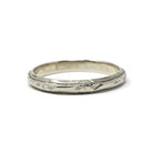 Vintage Wedding Band - Mid Century Era 14k White Gold Unisex Bridal Ring - Circa 1950s Size 6 3/4 Flower Milgrain Frederick Goldman Jewelry