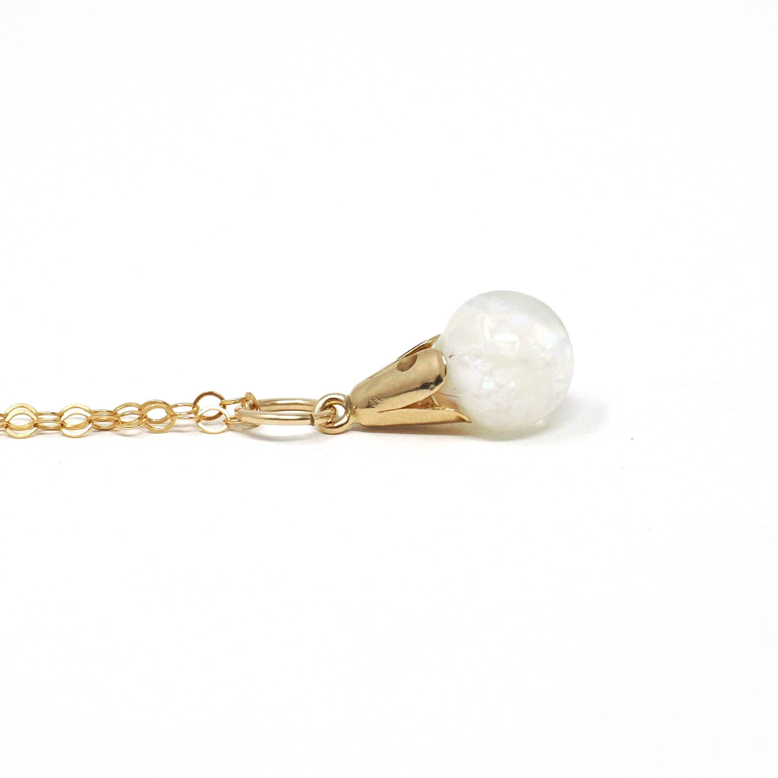Floating Opal Pendant - Retro Gold Filled Cap Natural Gemstones Chips Sphere Orb - Vintage 1940s Era Liquid Teardrop Charm 40s Jewelry