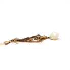 Antique Lavalier Pendant - Vintage 10k Yellow Gold Seed Pearl Natural Diamond Flower Charm Necklace - Edwardian Circa 1910s Era Fine Jewelry