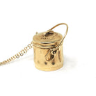 Mad Money Trash Can Charm - Mid Century 14k Yellow Gold Pendant Garbage Necklace - Vintage Circa 1950s Era Real Dollar Bill Fine Jewelry