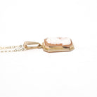 Vintage Cameo Necklace - Mid Century 10k Yellow Gold Rectangular Carved Shell Woman's Profile Pendant - Circa 1940s Statement Fine Jewelry