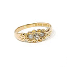 Diamond & Pearl Ring - Art Deco 15k Yellow Gold .09 CT Old Mine Cut - Hallmarked 1935 Birmingham England Size 6 3/4 Fine Statement Jewelry