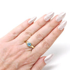 Blue Glass Ring - Estate 14k Yellow Gold Round Faceted Simulated Zircon Stone - Modern Circa 2000s Era Size 6 1/4 Bezel Set Fine Jewelry