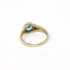Blue Glass Ring - Estate 14k Yellow Gold Round Faceted Simulated Zircon Stone - Modern Circa 2000s Era Size 6 1/4 Bezel Set Fine Jewelry