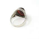 Vintage Cameo Ring - Art Deco Sterling Silver Oval Red Black White Assembled Glass Stone Portrait - Circa 30s Era Size 11 Statement Jewelry