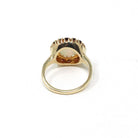 Opal & Garnet Ring - Modern 14k Yellow Gold Oval Halo Natural Gemstones Cluster - Estate Circa 1990s Era Size 4 1/4 Fine Birthstone Jewelry
