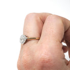 Vintage Princess Ring - Retro 10k Yellow & White Gold Natural Diamond .005 CT Gem - Circa 1940s Era Size 6 3/4 Anniversary Promise Jewelry