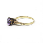 Art Deco Amethyst Ring - Vintage 14k Yellow Gold Natural Purple Gemstone Solitaire - Antique Circa 1920s Size 5 Wheat Designs Fine Jewelry