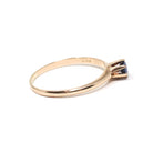 Antique Solitaire Ring - Edwardian 10k Gold Created Indigo Blue Sapphire - Circa 1910s Size 8 Ostby & Barton Fine Engagement Bridal Jewelry