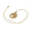 Vintage Horse Charm - Retro 14k Yellow Gold Figural Circular Detailed Equestrian Pendant - Circa 1970s Era Necklace Fine Statement Jewelry