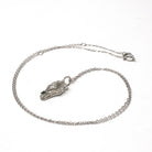 Antique Diamond Charm - Art Deco Era 14k White Gold Stick Pin Conversion Pendant Necklace - Vintage 1920s Green Glass Fine Filigree Jewelry
