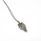Antique Diamond Charm - Art Deco Era 14k White Gold Stick Pin Conversion Pendant Necklace - Vintage 1920s Green Glass Fine Filigree Jewelry