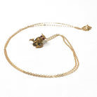 Vintage Owl Pendant - Retro 14k Yellow Gold Figural Avian Charm Necklace - Circa 1960s Red Created Ruby Eyes Fine Dainty Bird Fine Jewelry
