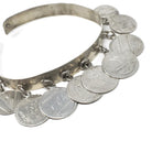 Victorian Love Token Charm Bracelet - Antique Silver Engraved Coin Bangle - Vintage Late 1800s Era Dangling Adjustable Keepsake Name Jewelry