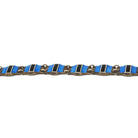 Guilloche Enamel Bracelet - Vintage Sterling Silver Blue & Black Geometric Linear Panels - Circa 1940s Signed Bernard Meldahl Danish Jewelry
