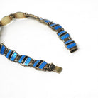 Guilloche Enamel Bracelet - Vintage Sterling Silver Blue & Black Geometric Linear Panels - Circa 1940s Signed Bernard Meldahl Danish Jewelry