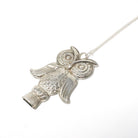 Owl Whistle Necklace - Retro Sterling Silver Figural Engraved Pendant Charm - Circa 1970s Era Wildlife Bird Signed Reed & Barton Jewelry