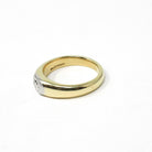 Gypsy Set Diamond Ring - Modern 18k Yellow Gold Platinum Two Tone .26 CT Natural Oval Unisex Engagement - Estate Size 6 Bridal Fine Jewelry