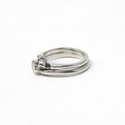 Vintage Wedding Ring Set - Mid Century 14k White Gold Illusion Diamond Engagement & Wedding Band - Circa 1950s Era Size 6 1/2 Fine Jewelry