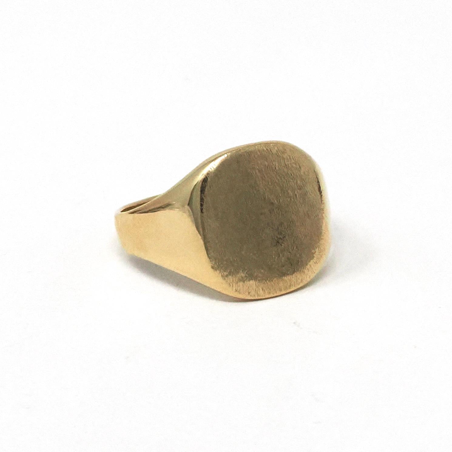 Mid Century Signet Ring - Vintage 10k Yellow Gold Letter Initial Men's Unisex Statement - Circa 1950s Size 10 Engrave 12-25-54 Fine Jewelry