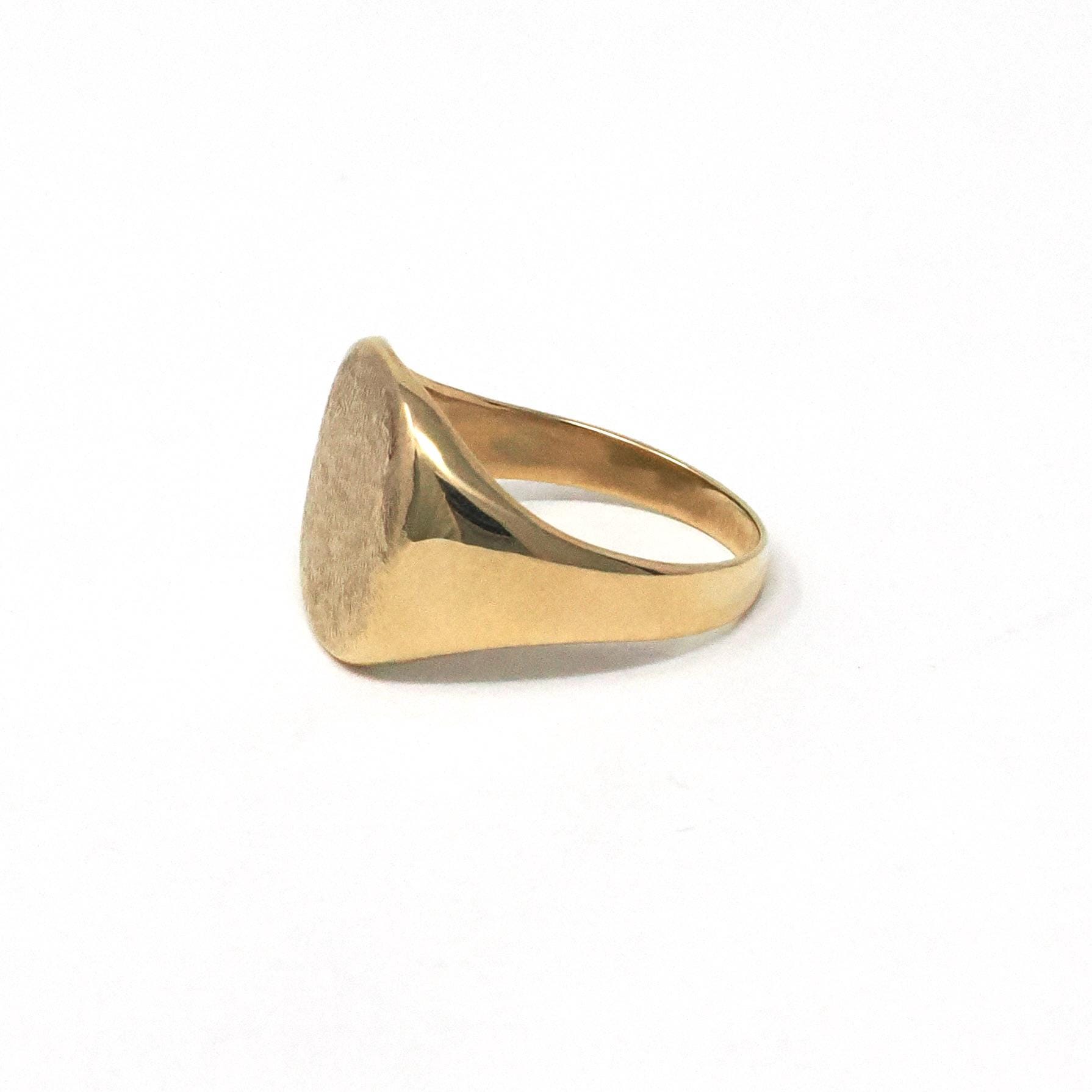 Mid Century Signet Ring - Vintage 10k Yellow Gold Letter Initial Men's Unisex Statement - Circa 1950s Size 10 Engrave 12-25-54 Fine Jewelry