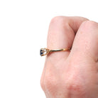 Vintage Three Stone Ring - Retro 9k Yellow Gold Created Blue Sapphire White Spinel Band - Hallmarked 1974 Size 6 3/4 Engagement Fine Jewelry