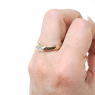 Vintage Orange Blossom Band - Retro 14k Yellow & White Gold Unisex Tapered Wedding Ring - Circa 1970s Size 9 Two Tone Stacking Fine Jewelry