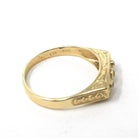 Vintage Style Sapphire Ring - Modern 14k Yellow Gold Three Blue Gemstone Band - Estate Size 6 1/2 Dainty Petite Unisex Wedding Fine Jewelry