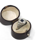 Art Deco Ring - Vintage 18k White Gold Created Sapphire & Simulated Diamonds - Circa 1920s Size 7 Filigree Fine Dainty Navette Jewelry