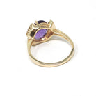 Amethyst & Diamond Ring - Estate 14k Yellow Gold Oval Purple 2.40 CT Gem - Circa 1980s Era Size 7.25 February Birthstone Fine Bypass Jewelry