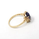 Amethyst & Diamond Ring - Estate 14k Yellow Gold Oval Purple 2.40 CT Gem - Circa 1980s Era Size 7.25 February Birthstone Fine Bypass Jewelry