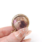 Antique Locket Fob - Edwardian Era 9K Rosy Yellow Gold Round Glass Pendant Necklace - Two Side Memory Photo Portrait Keepsake Charm Jewelry