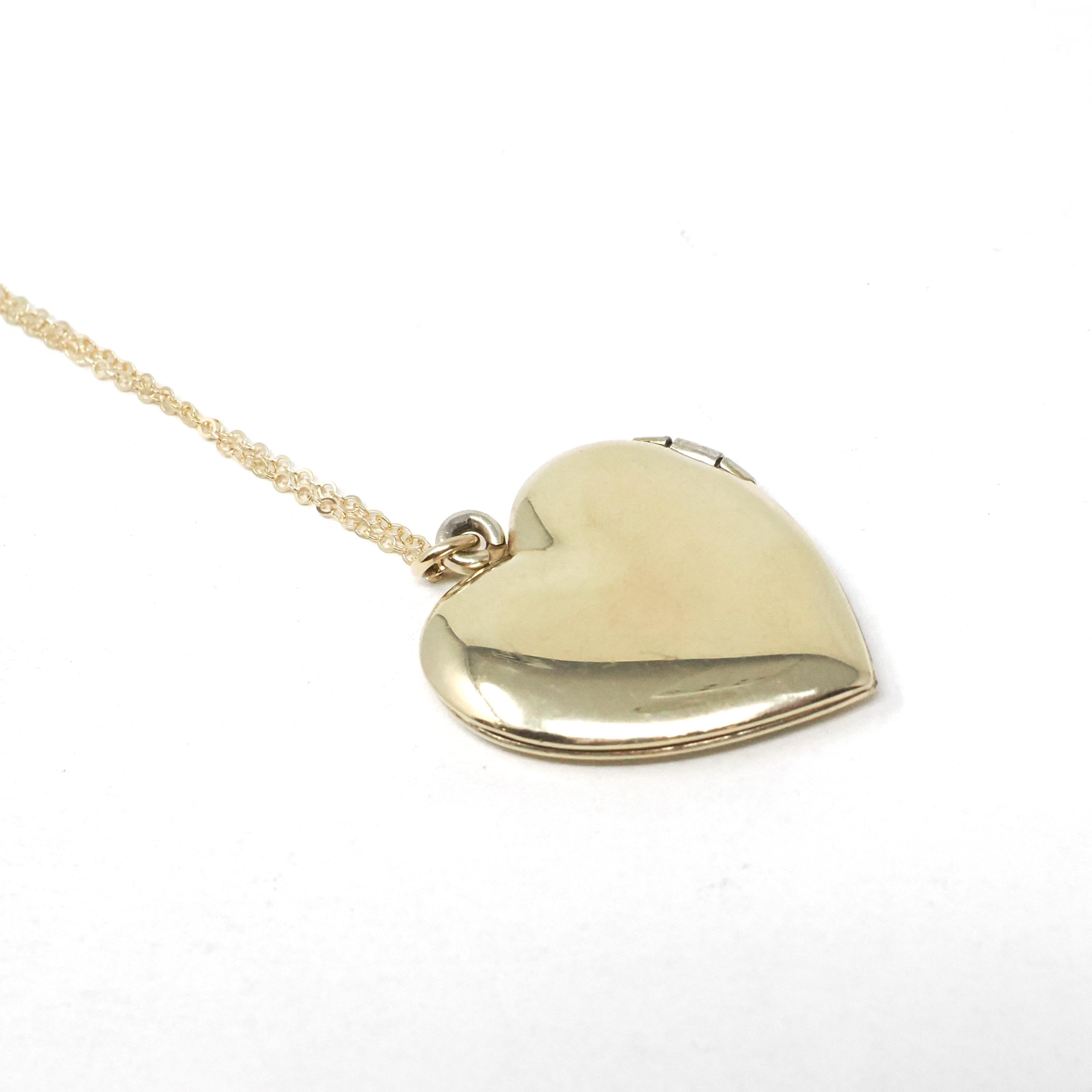 Vintage Heart Locket - Mid Century Gold Filled On Sterling Engraved Flowers Designs Pendant Necklace - Circa 1940s Floral Statement Jewelry