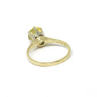 Art Deco Solitaire Engagement Ring - Vintage 18k Yellow & White Gold Tall Prong Created Green Sapphire Gem - Circa 1930s Size 5 1/4 Jewelry