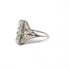 Vintage Aquamarine Ring - Art Deco 14k White Gold Natural Blue Hourglass Stacked Gemstones - Circa 1930s Era Size 6.5 Filigree Fine Jewelry
