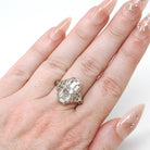 Vintage Aquamarine Ring - Art Deco 14k White Gold Natural Blue Hourglass Stacked Gemstones - Circa 1930s Era Size 6.5 Filigree Fine Jewelry