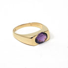 Modern Amethyst Ring - Estate 14k Yellow Gold Natural Purple Gemstone East West Half Bezel - 2000s Era Size 7.75 February Birthstone Jewelry