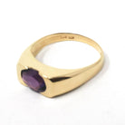 Modern Amethyst Ring - Estate 14k Yellow Gold Natural Purple Gemstone East West Half Bezel - 2000s Era Size 7.75 February Birthstone Jewelry