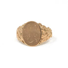 Edwardian Signet Ring - Antique 10k Rosy Yellow Gold Script Initial M Engraved Monogram - Art Nouveau 1910's Era Size 12 Fine Scroll Jewelry