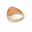 Edwardian Signet Ring - Antique 10k Rosy Yellow Gold Script Initial M Engraved Monogram - Art Nouveau 1910's Era Size 12 Fine Scroll Jewelry