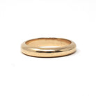 Vintage Wedding Band - Retro 9k Yellow Gold Unadorned Plain Stacking Half Round 3.4 MM Ring - Circa 1960s Era Size 5 1/2 Fine Bridal Jewelry