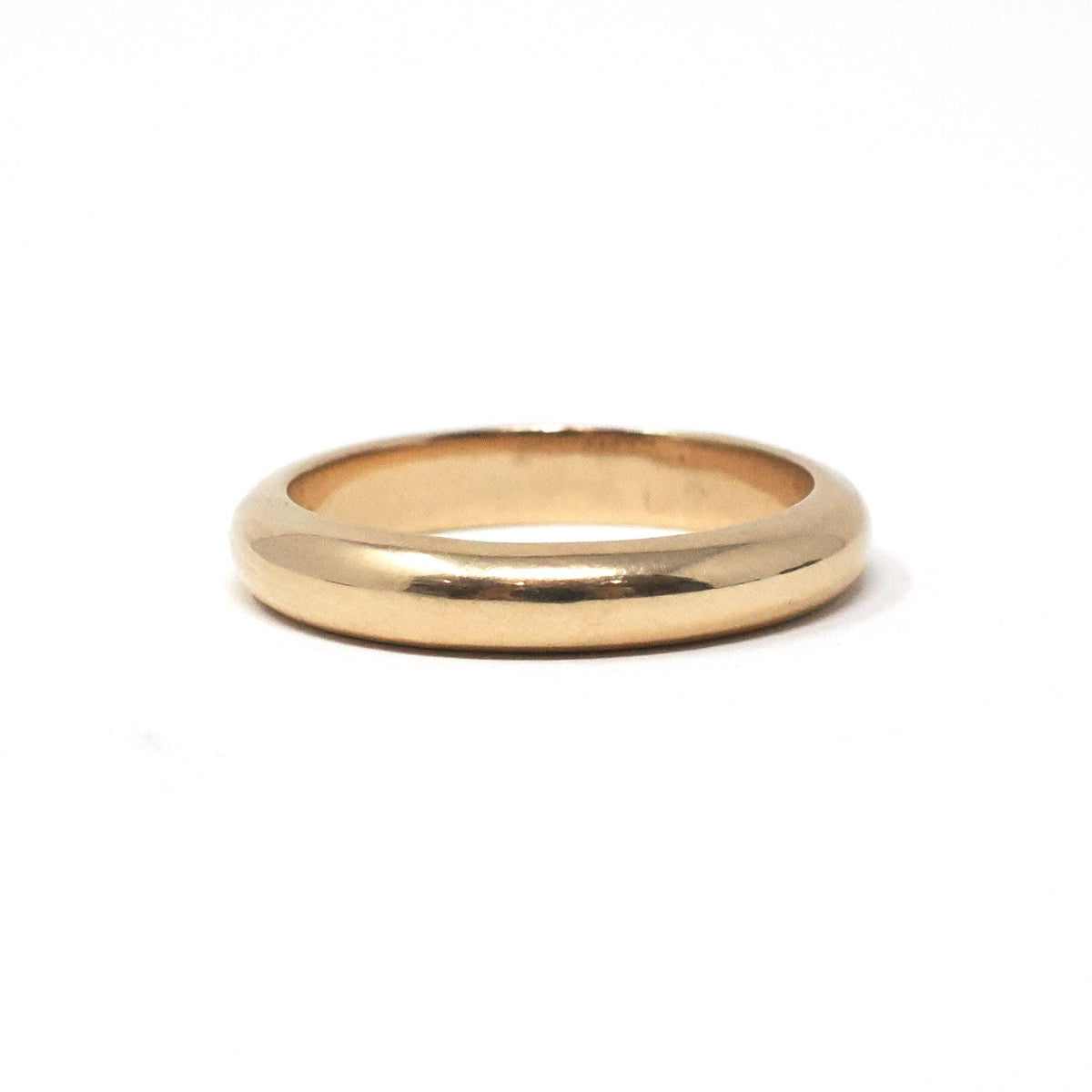 Vintage Wedding Band - Retro 9k Yellow Gold Unadorned Plain Stacking Half Round 3.4 MM Ring - Circa 1960s Era Size 5 1/2 Fine Bridal Jewelry