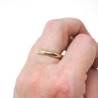 Vintage Wedding Band - Retro 9k Yellow Gold Unadorned Plain Stacking Half Round 3.4 MM Ring - Circa 1960s Era Size 5 1/2 Fine Bridal Jewelry