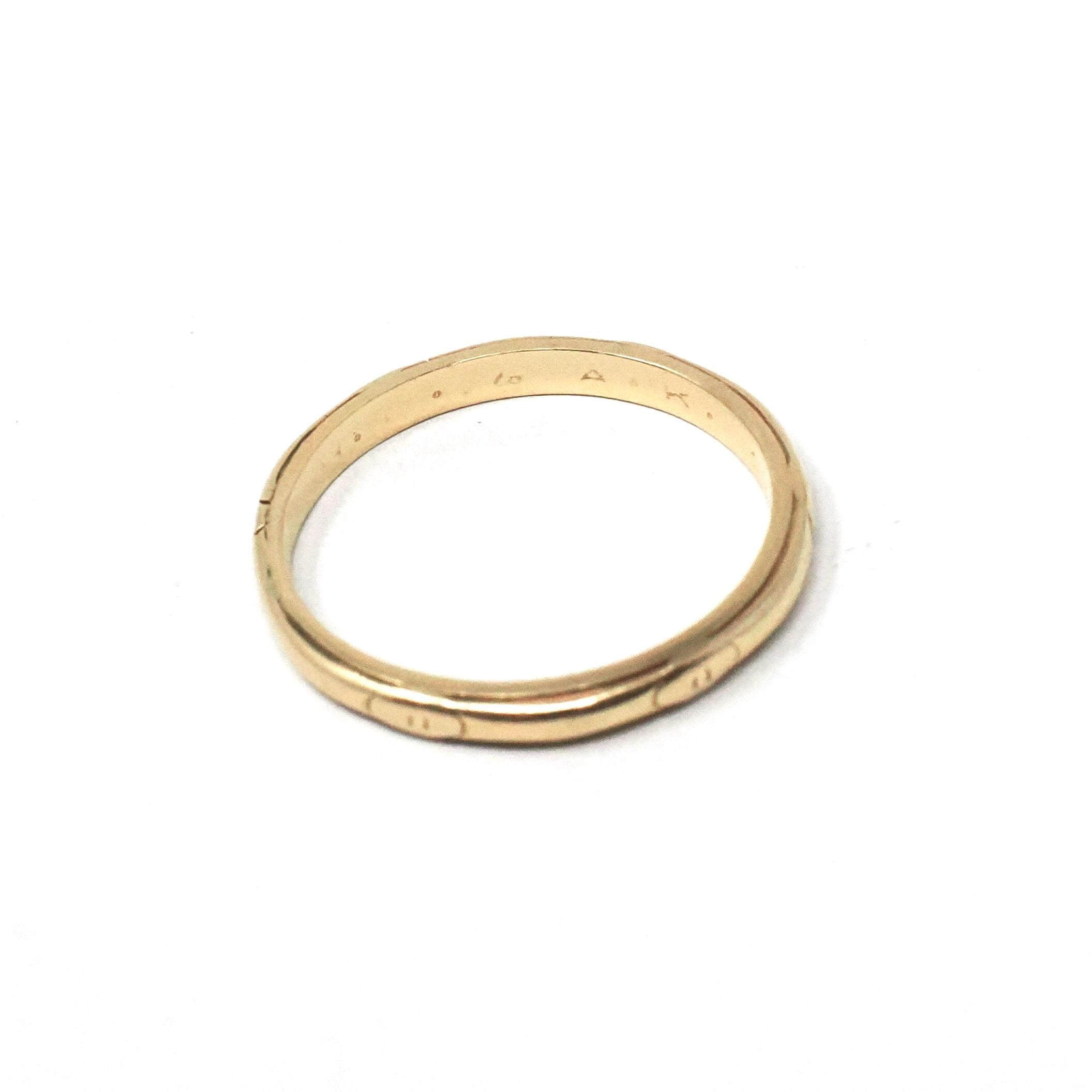 Vintage Wedding Band - Mid Century 14k Yellow Gold Milgrain Stacking Ring - Dated 1948 Size 6 3/4 Art Carved JR Wood Unisex Fine 40s Jewelry
