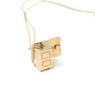 Vintage Money Safe Charm - Mid Century 14k Yellow Gold Vault Pendant Necklace - Circa 1950s Era Dollar Bill Locket Fine Financial Jewelry