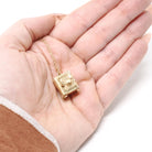 Vintage Money Safe Charm - Mid Century 14k Yellow Gold Vault Pendant Necklace - Circa 1950s Era Dollar Bill Locket Fine Financial Jewelry