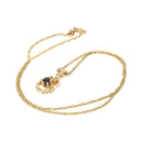 Modern Sapphire Charm - Estate 14k Yellow Gold Natural Blue Gemstone Pendant Necklace - Circa 2000s Era Dainty Open Metal Gem Fine Jewelry