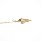 Antique Lavalier Necklace - Edwardian 10k Yellow Gold Blue Glass Stone Pendant - Circa 1910s Era Simulated Sapphire Fine Statement Jewelry